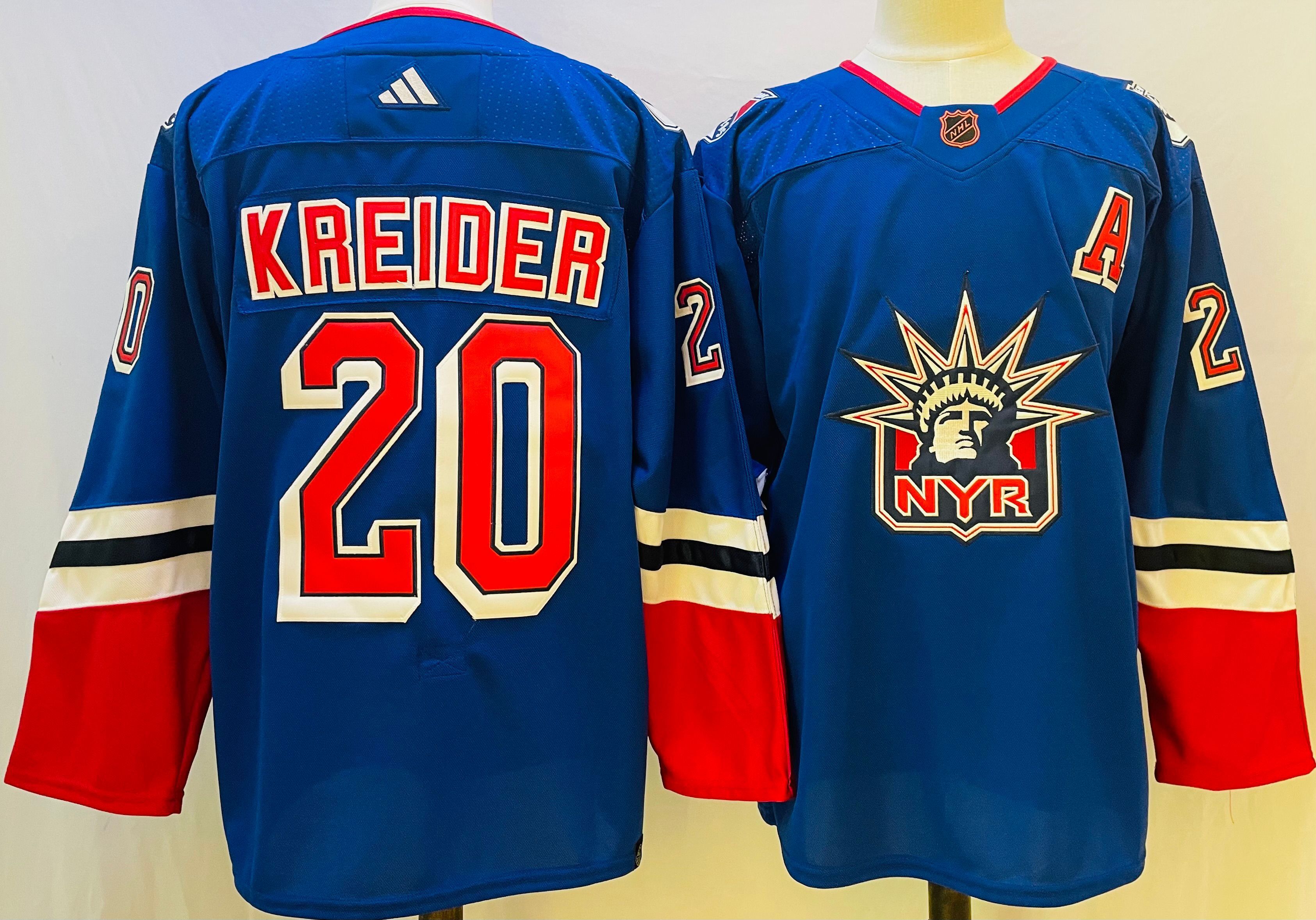 Men New York Rangers #20 Kreider Blue Throwback 2022 Adidas NHL Jerseys->new york rangers->NHL Jersey